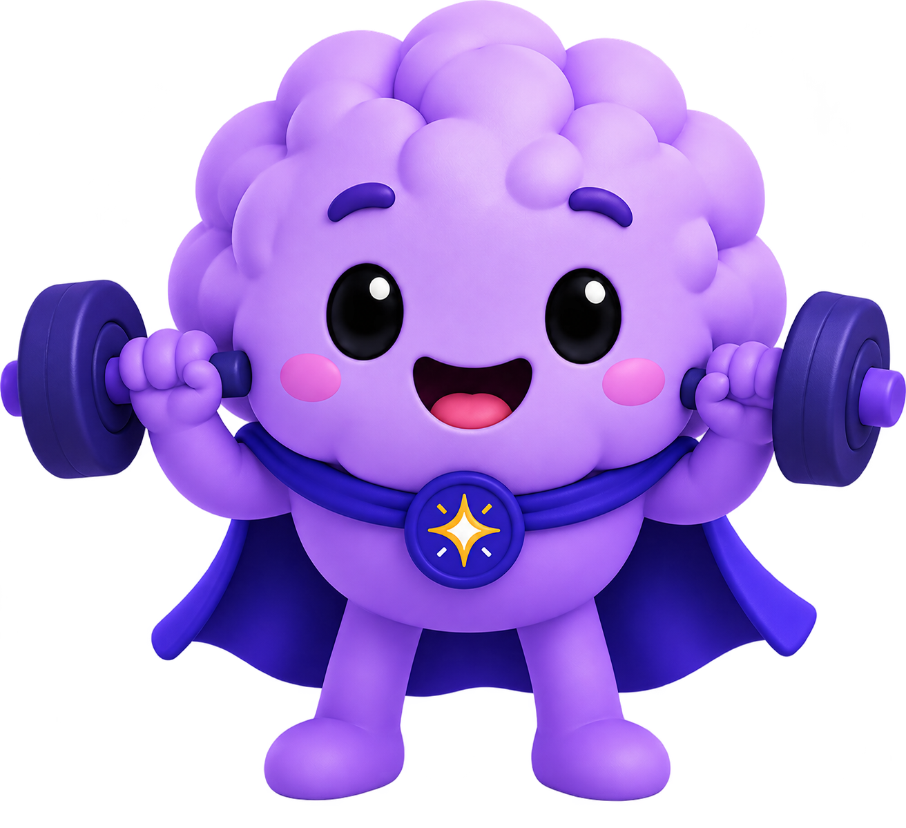 Weldy, the Mindwelder mascot, lifting weights